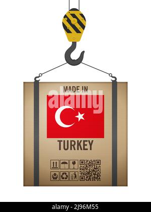 Turkey Cardboad Box Made in Turkey - Cardboard Box on Hand Truck Stock Photo - Alamy
