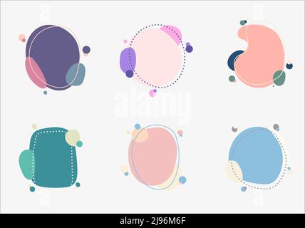 Set of badges pastel color organic shapes elements isolated on white background minimal trendy style. Vector graphic illustration Stock Vector