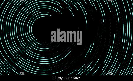 Abstract technology digital futuristic glowing blue circle lines and dynamic particles dots on black background. Data analytic banner Stock Vector