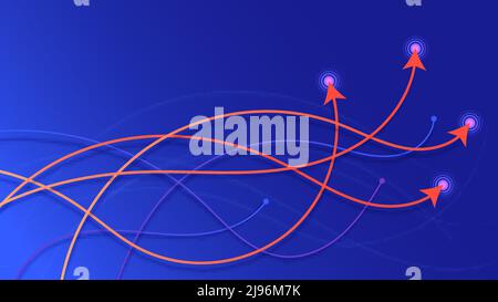 Arrow motion smooth wave lines technology concept on blue background. Vector illustration Stock Vector