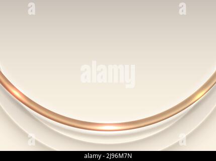 Abstract 3D golden circles curved shapes background luxury style. Vector illustration Stock Vector