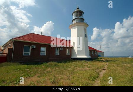 Lighthouse on Snake Island (Zmiinyi Island), Black Sea, Odessa, Ukraine ...