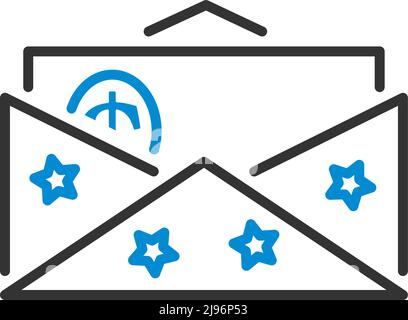 Birthday Gift Envelop Icon With Money. Editable Bold Outline With Color Fill Design. Vector Illustration. Stock Vector