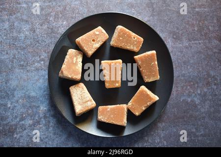Jaggery traditional cane sugar cube Stock Photo
