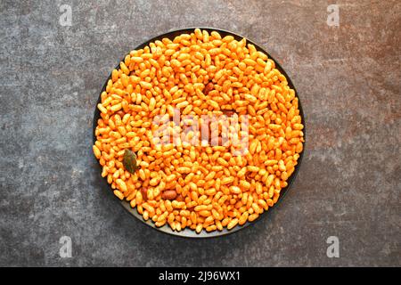 Bhadang spicy Indian snack food made from puffed rice Stock Photo