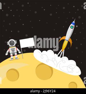astronaut and Space ship vector Stock Vector