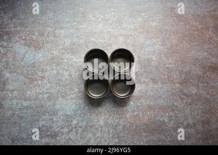Black color empty round ceramic dip bowl Stock Photo
