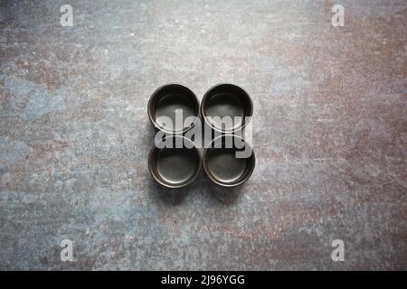 Black color empty round ceramic dip bowl Stock Photo