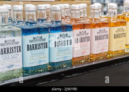Tyumen, Russia-April 14 2022: Barrister Blue Gin is made according to the original British recipe. Stock Photo