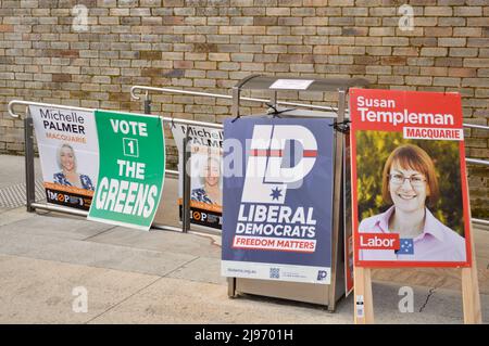 Political posters at Katoomba in the Blue Mountains of Australia Stock Photo