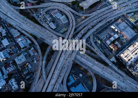 The interchange of Los Angeles USA during the rush hour Stock Photo