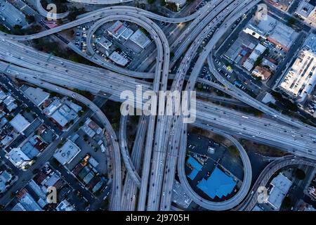 The interchange of Los Angeles USA during the rush hour Stock Photo