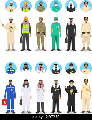 People occupation characters set in flat style isolated on white background. Flat vector icons on white background. Stock Vector