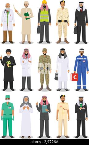 People occupation characters set in flat style isolated on white background. Flat vector icons on white background. Stock Vector