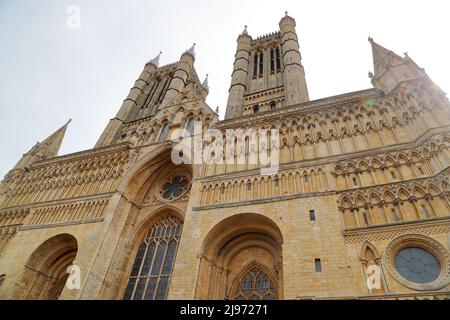 Exterior of the Cathedral of Lincoln which has been built in early-gothic Style, Lincoln, UK Stock Photo