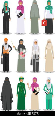People occupation characters set in flat style isolated on white background. Flat vector icons on white background. Stock Vector
