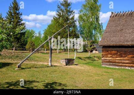Wdzydze Kiszewskie, Poland - May 15, 2022: Homestead in Kashubian Ethnographic Park in Wdzydze Kiszewskie Stock Photo
