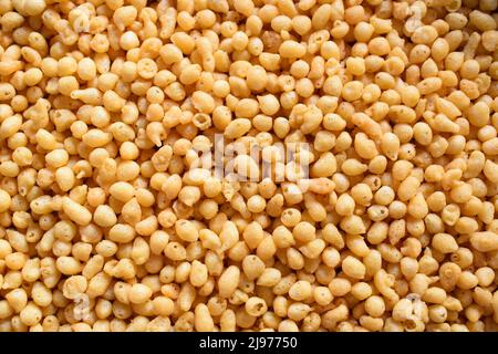 Fried small Boondi balls spicy Indian snack made from chickpea flour Stock Photo