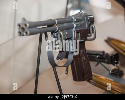 Abu Dhabi, UAE - Feb.23. 2011: Soviet Union SPP-1 underwater pistol in IDEX 2011 Military Exibition Stock Photo