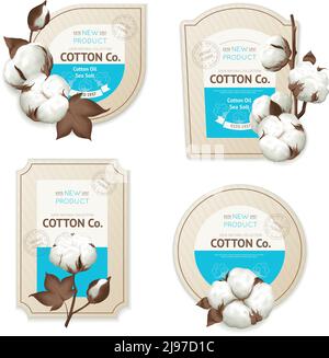 Cotton organic textile fiber package sticker, logo Stock Vector Image ...