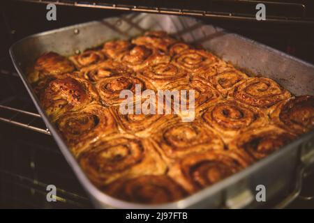 Cinnamon rolls with cheese baked and ready to eat. Golfeados typical dessert in Venezuela. Stock Photo