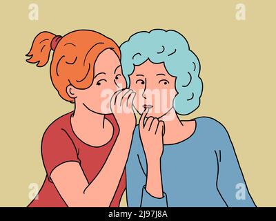 a secret, two women whispering. Friendship of people. Not public news Stock Vector