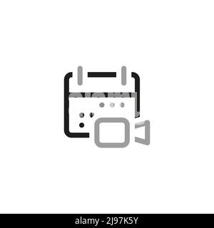 Simple Video Conference Interface Related Vector Line Icons. Contains such Icons as Share Screen, Mute Button, Switch to Presenter View. Stock Vector