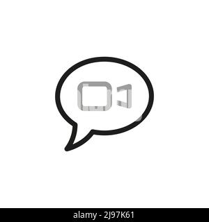 Simple Video Conference Interface Related Vector Line Icons. Contains such Icons as Share Screen, Mute Button, Switch to Presenter View. Stock Vector