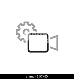 Simple Video Conference Interface Related Vector Line Icons. Contains such Icons as Share Screen, Mute Button, Switch to Presenter View. Stock Vector