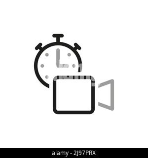 Simple Video Conference Interface Related Vector Line Icons. Contains such Icons as Share Screen, Mute Button, Switch to Presenter View. Stock Vector