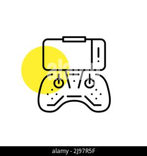 Drone ground control using a gamepad. Pixel perfect line art icon Stock Vector