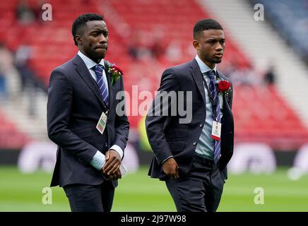 Rangers’ Fashion Sakala (left) and Amad Diallo (right) check k out the pitch ahead of the Scottish Cup final at Hampden Park, Glasgow. Picture date: Saturday May 21, 2022. Stock Photo