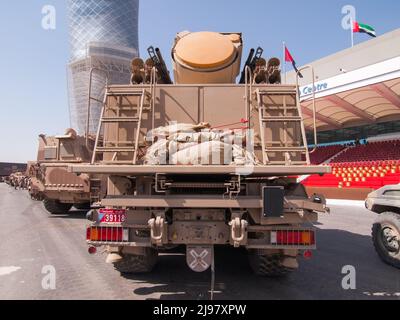 Abu Dhabi, UAE - Feb.23. 2011: Pantsir-S1 (SA-22 Greyhound) Anti-Aircraft Missile and Gun Systems in IDEX 2011 Stock Photo