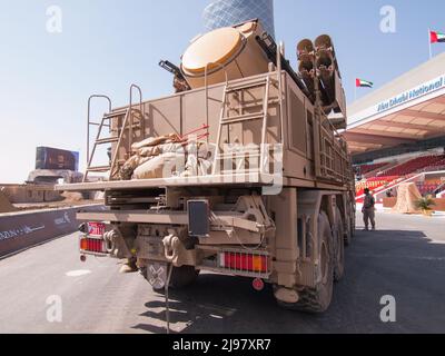 Abu Dhabi, UAE - Feb.23. 2011: Pantsir-S1 (SA-22 Greyhound) Anti-Aircraft Missile and Gun Systems in IDEX 2011 Stock Photo