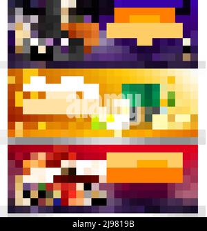 Three colorful horizontal banners demonstrated traditional masquerade hats for national holidays of different countries realistic vector illustration Stock Vector