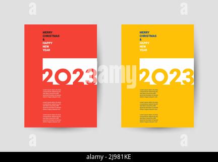 Creative Concept Of 2023 Happy New Year Poster Design Templates With Typography Logo 2023 Posters In Two Colors Black Red And Yellow Blue 2j981ke 