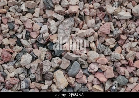 Close-up of crushed gravel as background or texture. Stock Photo