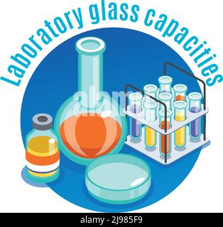 (Microbiology Isometric Round Composition Stock Vector