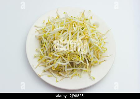 Pile of bean sprouts isolated on white background Stock Photo