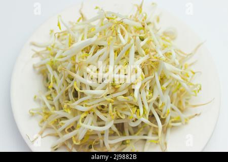 Pile of bean sprouts isolated on white background Stock Photo