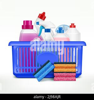 &Detergents Shopping Basket Composition Stock Vector