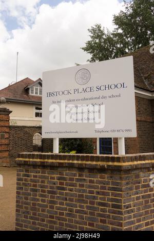 Ibstock Place School signage, Clarence Lane, Roehampton, London, SW15, England, UK Stock Photo