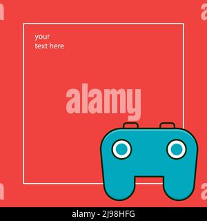 Joypad for video games. Joystick flat poster Stock Vector