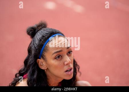 KJT makes her return to competition in the long jump Stock Photo