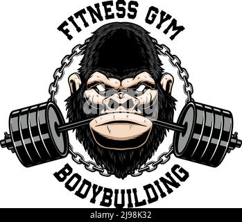 Gorilla gym symbol logo fitness Royalty Free Vector Image