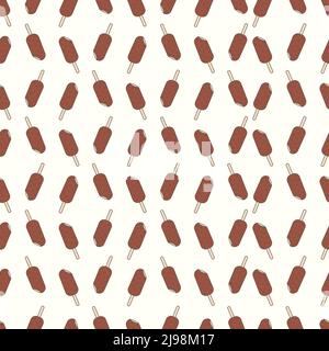Seamless pattern ice cream on a stick in glaze Stock Vector