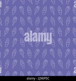 Ice cream seamless pattern with white contours Stock Vector
