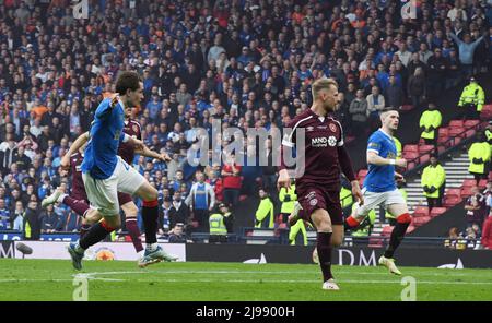 Hampden Park.Glasgow.Scotland, UK. 21st May, 2022. Rangers vs Heart of Midlothian. Scottish Cup Final 2022 Scott Wright (#23) of Rangers FC scores 2nd goal vs Hearts. Credit: eric mccowat/Alamy Live News Stock Photo