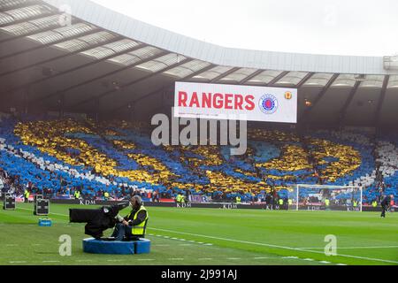 Hampden Park, Glasgow, UK. 21st May, 2022. Scottish FA Cup Final, Rangers versus Heart of Midlothian; Rangers fans Credit: Action Plus Sports/Alamy Live News Stock Photo