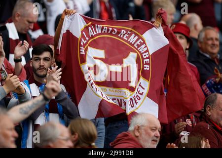 Hampden Park, Glasgow, UK. 21st May, 2022. Scottish FA Cup Final, Rangers versus Heart of Midlothian; Hearts fans Credit: Action Plus Sports/Alamy Live News Stock Photo